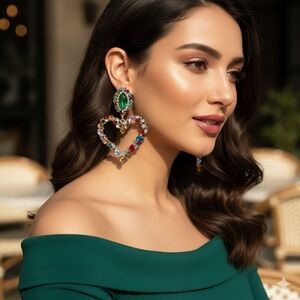 Paulina Rhinestone Heart Earrings